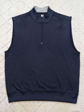 Footjoy Vest Mens L Blue Navy Performance Stretch ¼ Zip Golf Casual